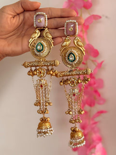 Kuhu Chandni - White Lotus Kashmiri Earrings