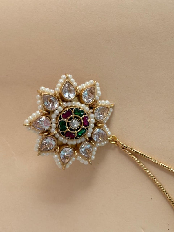 Gulnisa - White Kashmiri Kaan Chain Earrings