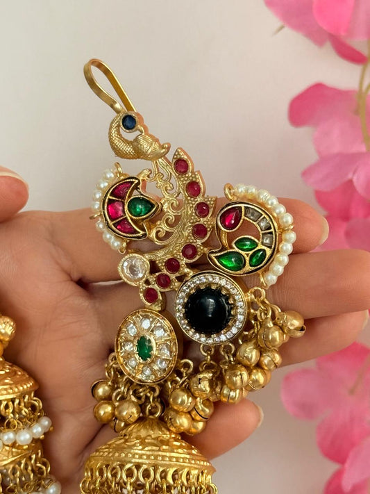 Noorveil - Black Pink Kashmiri Earcuff Jhumka