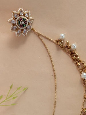 Gulnisa - White Kashmiri Kaan Chain Earrings