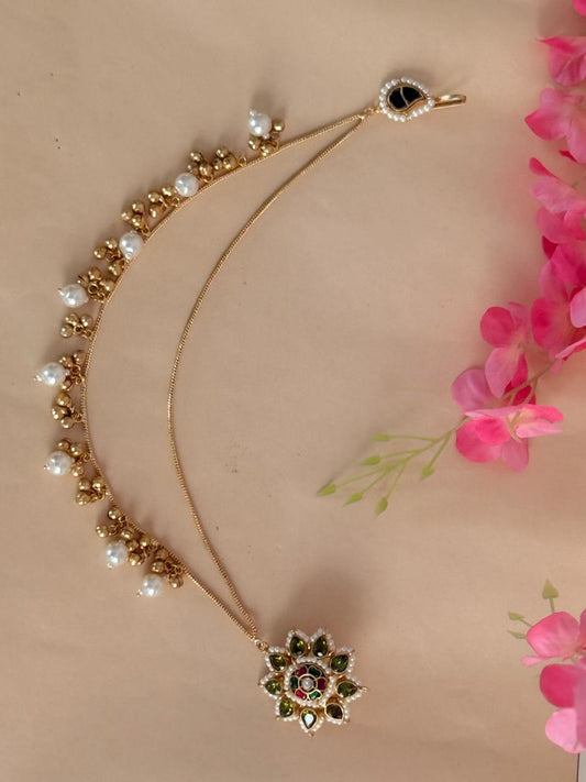 Gulnisa - Green Kashmiri Kaan Chain Earrings