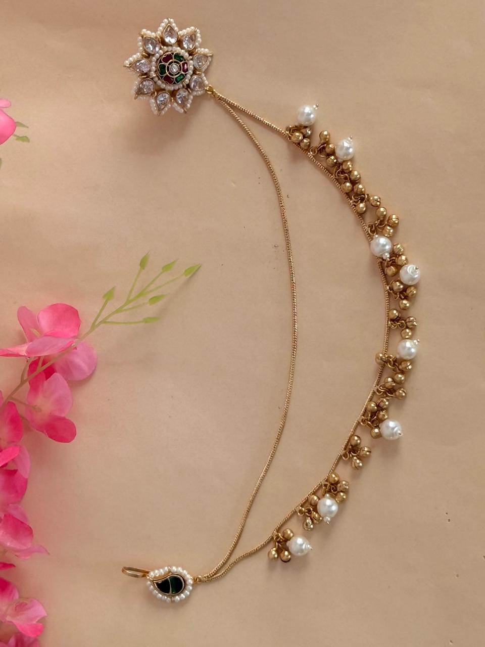 Gulnisa - White Kashmiri Kaan Chain Earrings