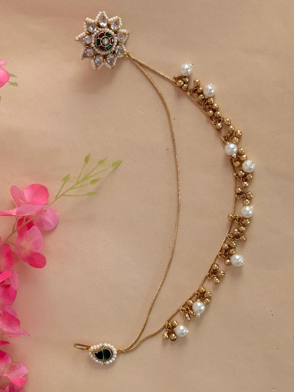 Gulnisa - White Kashmiri Kaan Chain Earrings