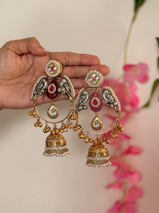 Khusroor - Dual Tone Dark Pink Kashmiri Earrings