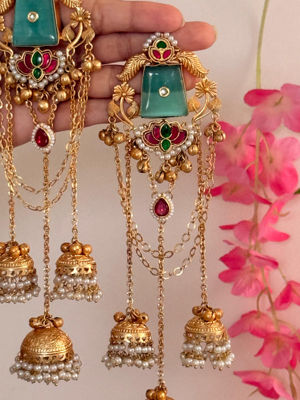 Gulrukh - Mint Kashmiri Earrings