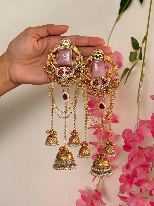 Gulrukh - Pink Kashmiri Earrings