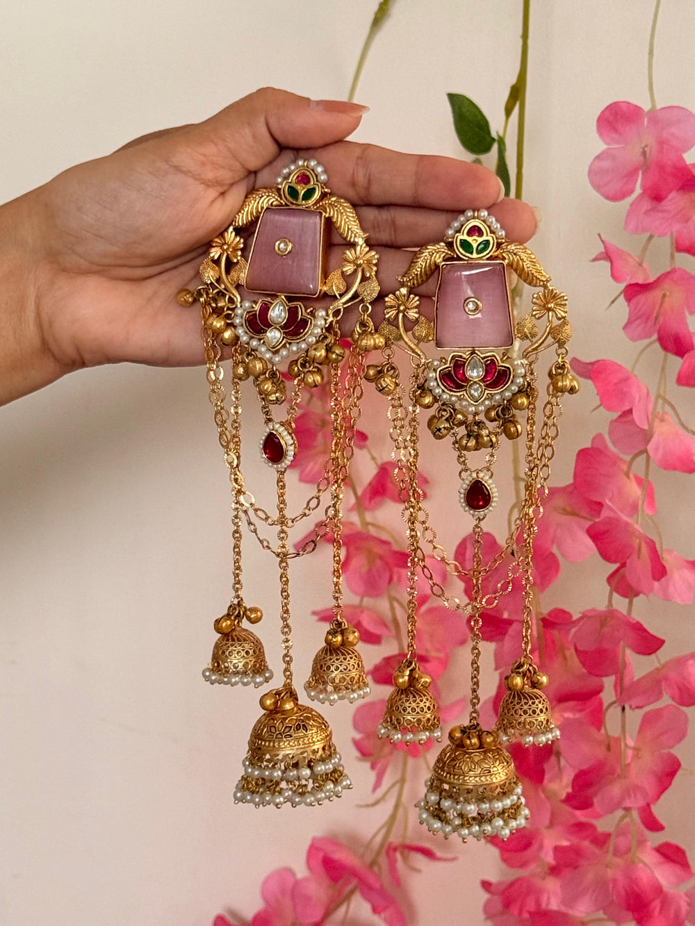 Gulrukh - Pink Kashmiri Earrings