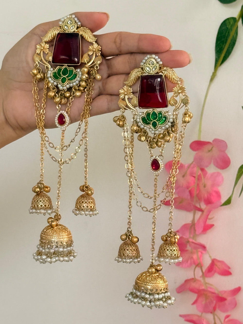 Gulrukh - Red Kashmiri Earrings