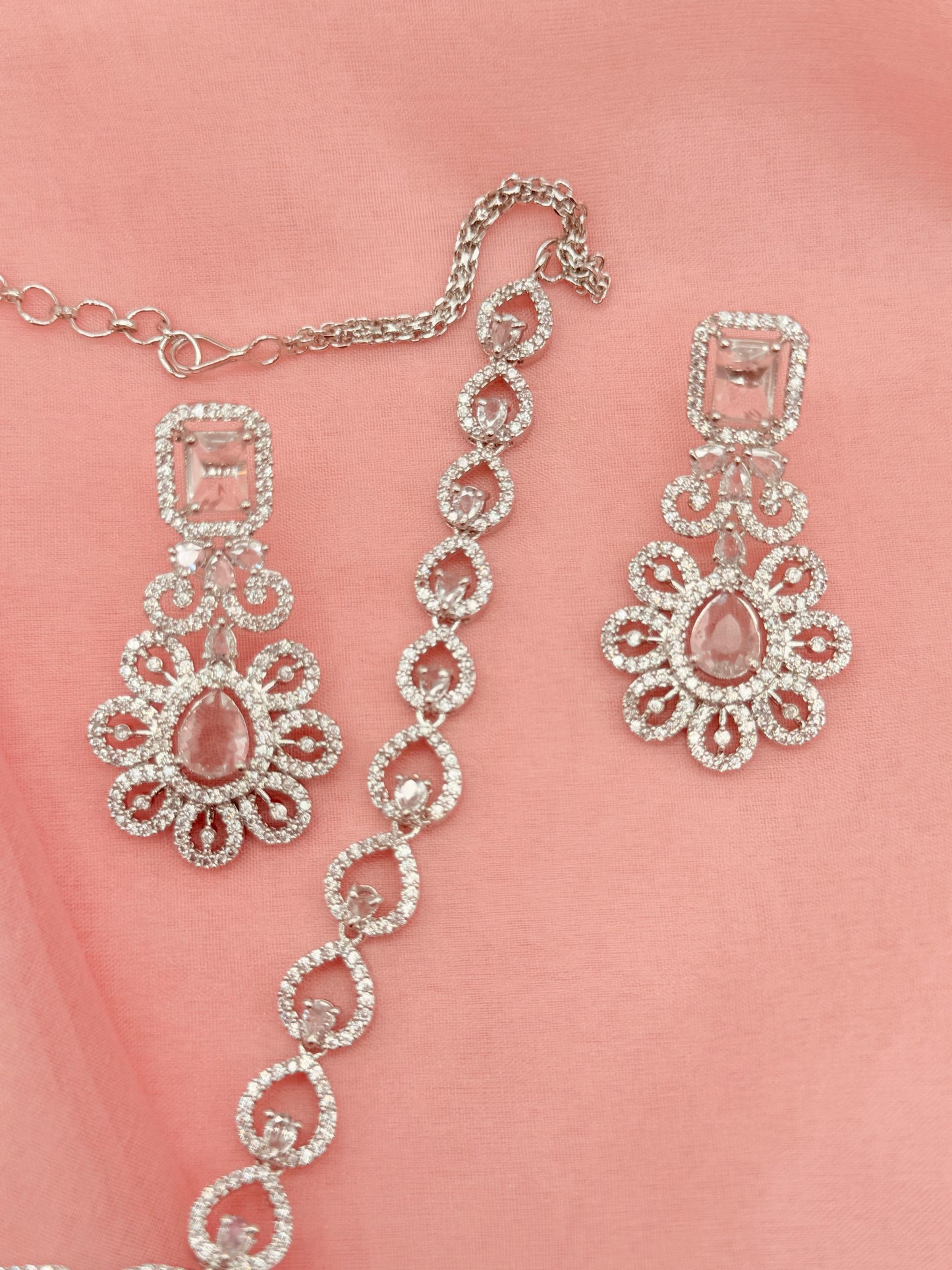 Florencia Clear American Diamond Necklace Set