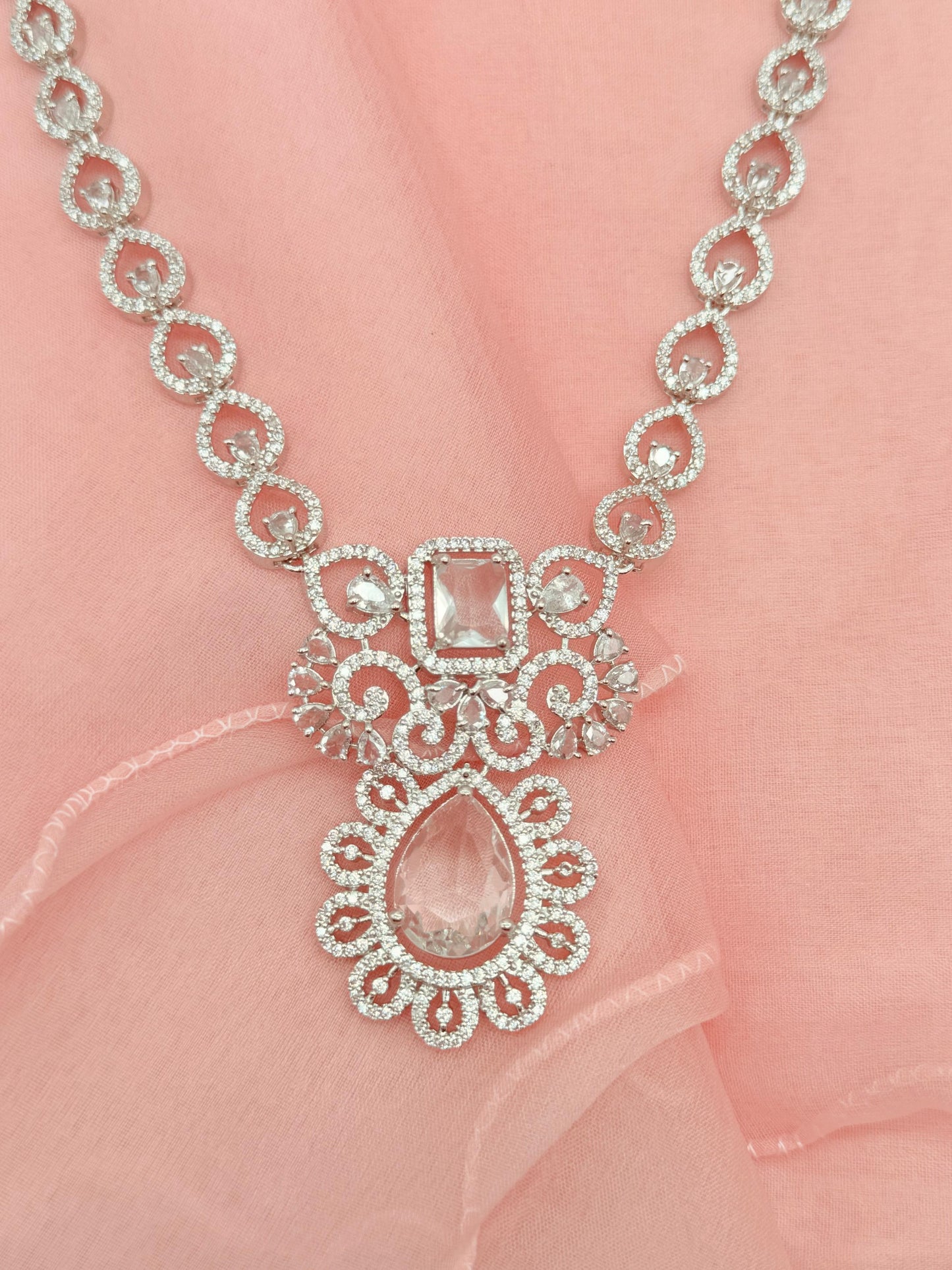 Florencia Clear American Diamond Necklace Set