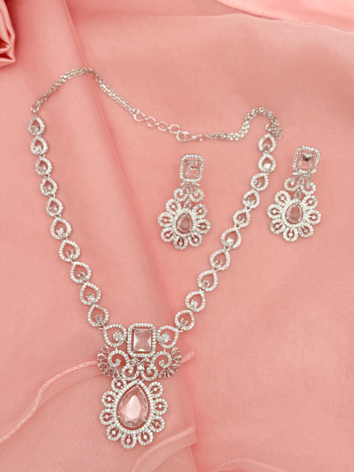Florencia Clear American Diamond Necklace Set