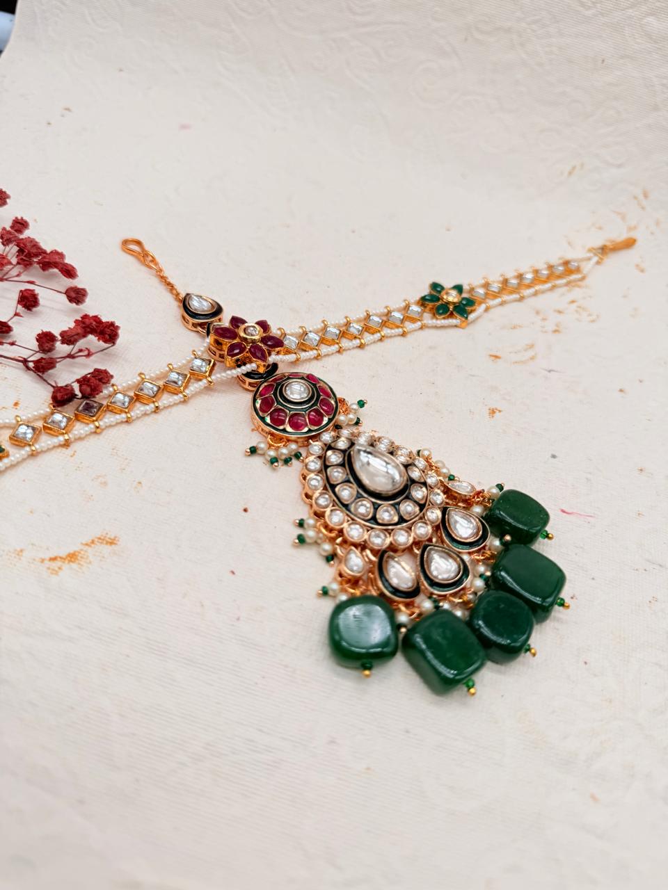 Rajrani Haar Emerald – Kundan Replica Bridal Set