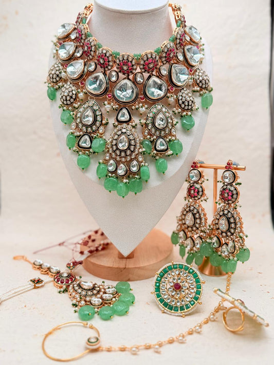 Rajrani Haar Mint – Kundan Replica Bridal Set