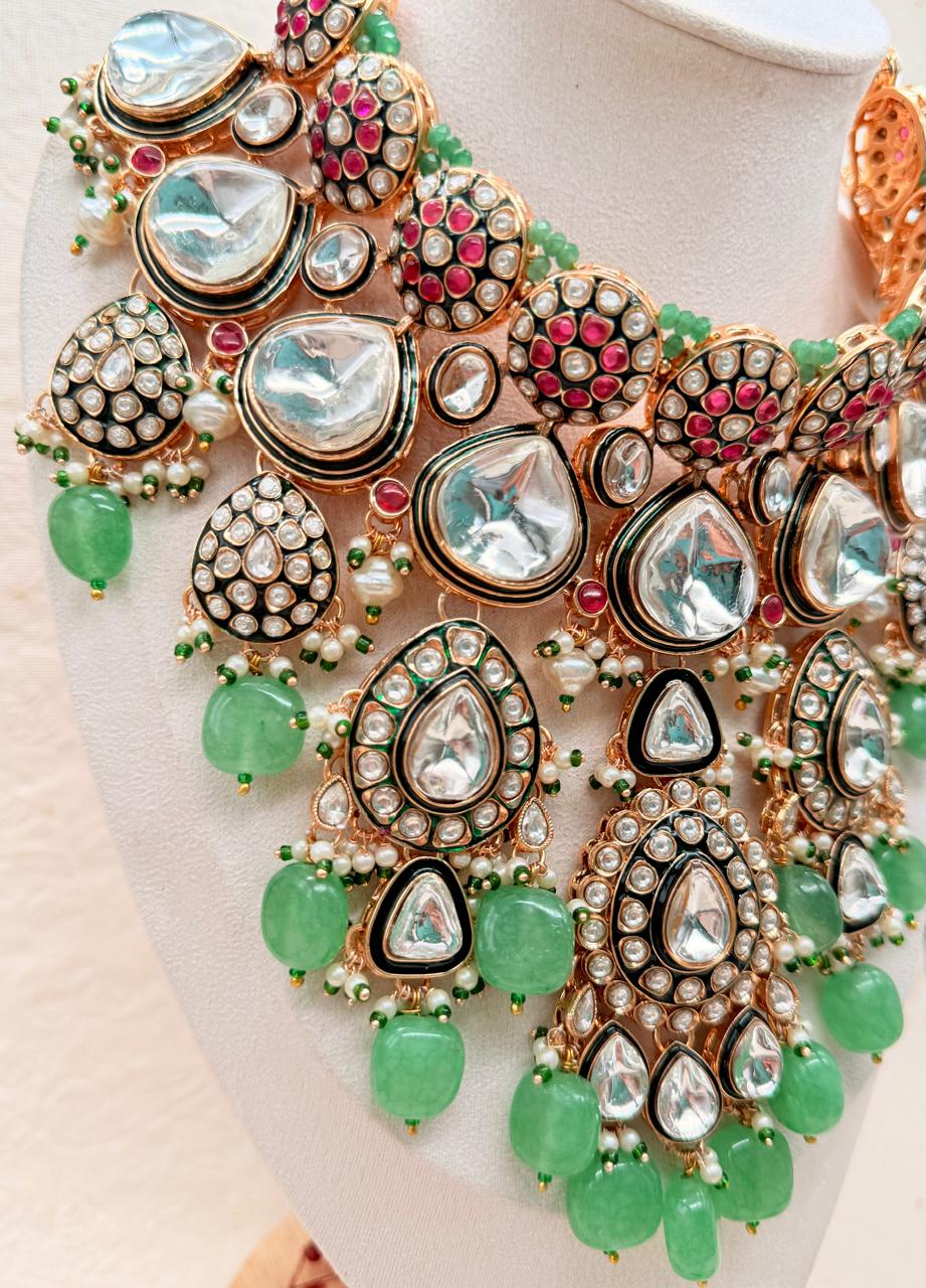 Rajrani Haar Mint – Kundan Replica Bridal Set