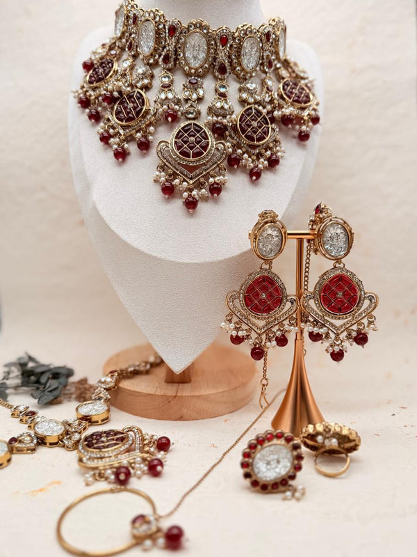 Shahrang Maroon – Kundan Bridal Set