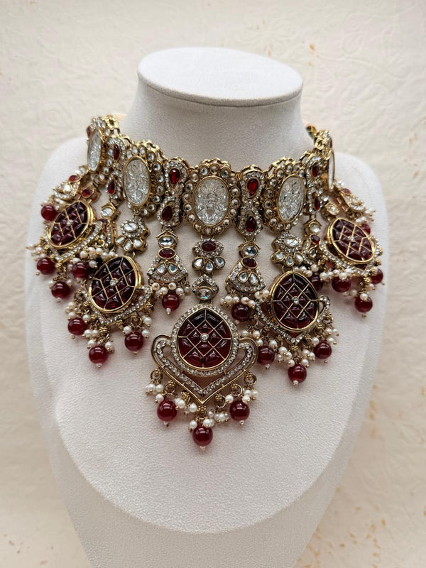 Shahrang Maroon – Kundan Bridal Set