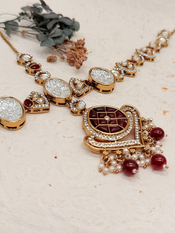 Shahrang Maroon – Kundan Bridal Set