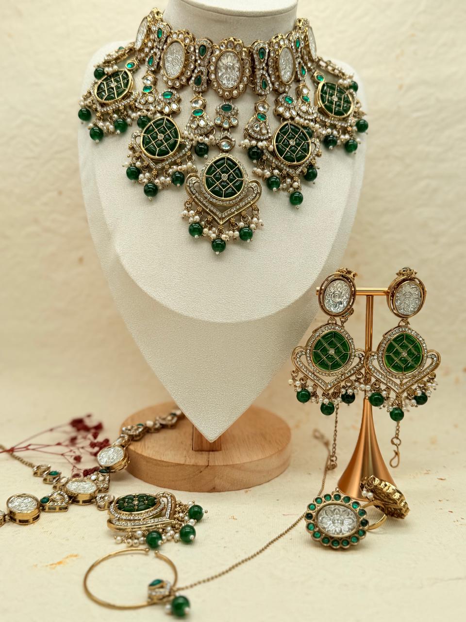 Shahmeher Emerald  – Kundan Bridal Set