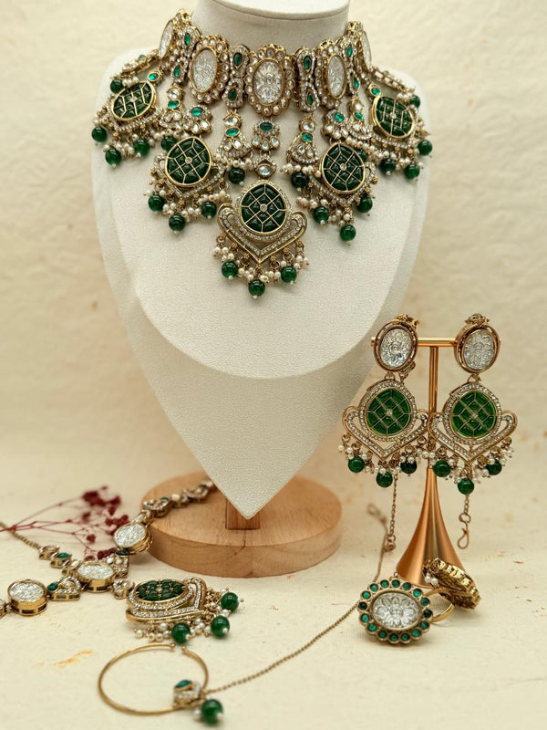 Shahmeher Emerald  – Kundan Bridal Set