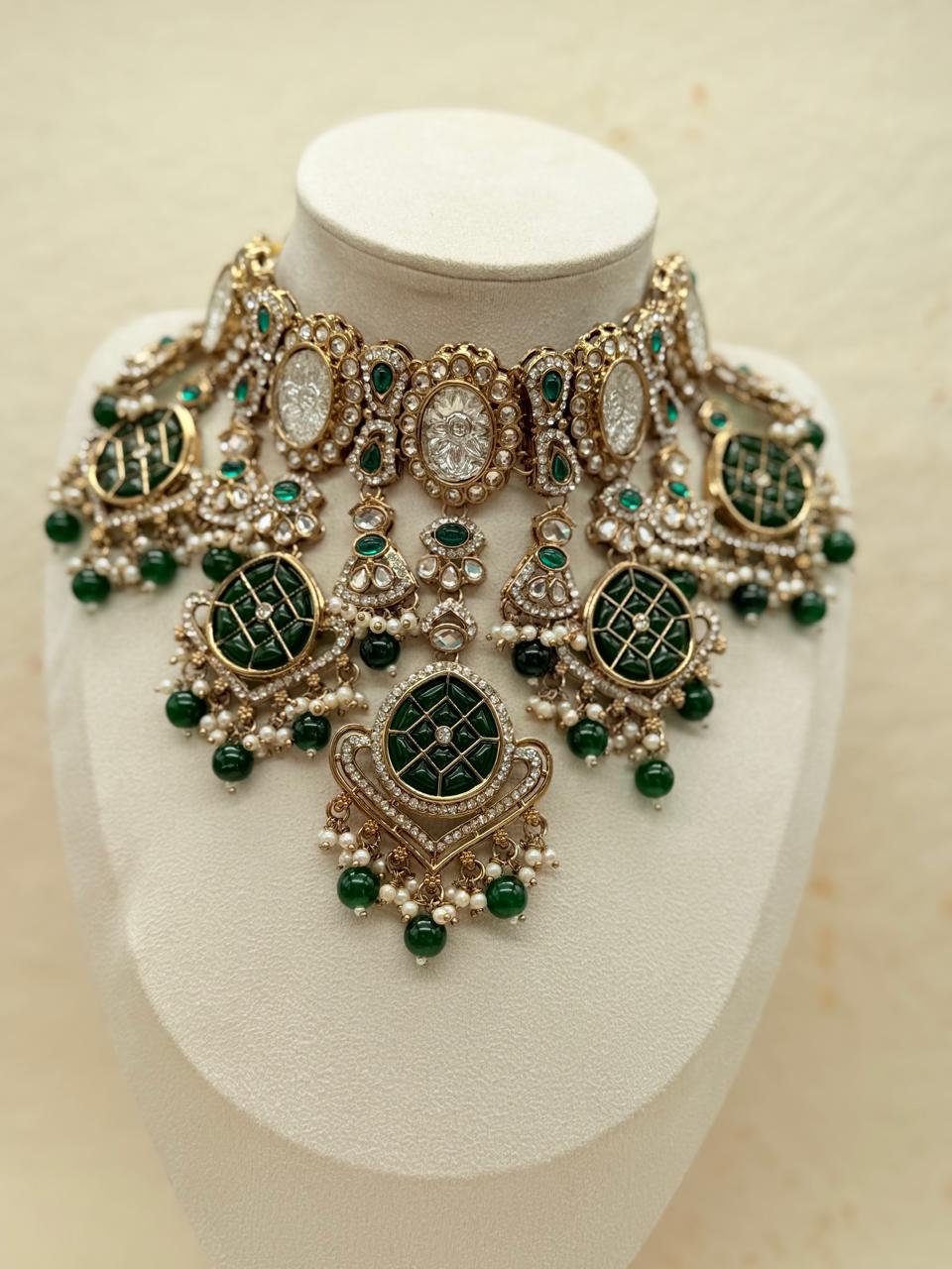 Shahmeher Emerald  – Kundan Bridal Set