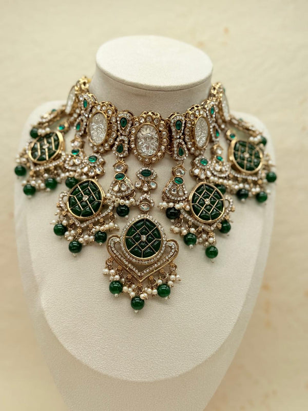 Shahmeher Emerald  – Kundan Bridal Set