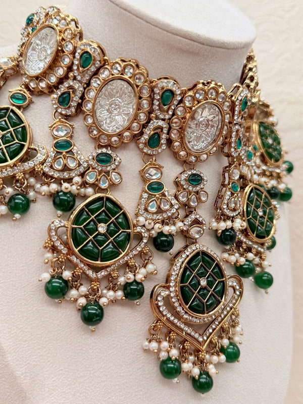 Shahmeher Emerald  – Kundan Bridal Set