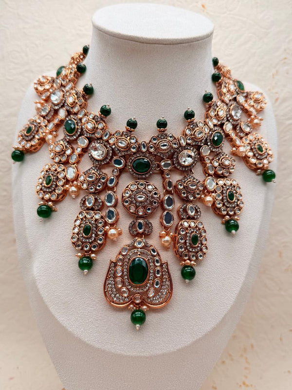 Rajratna Emerald – Kundan Bridal Set