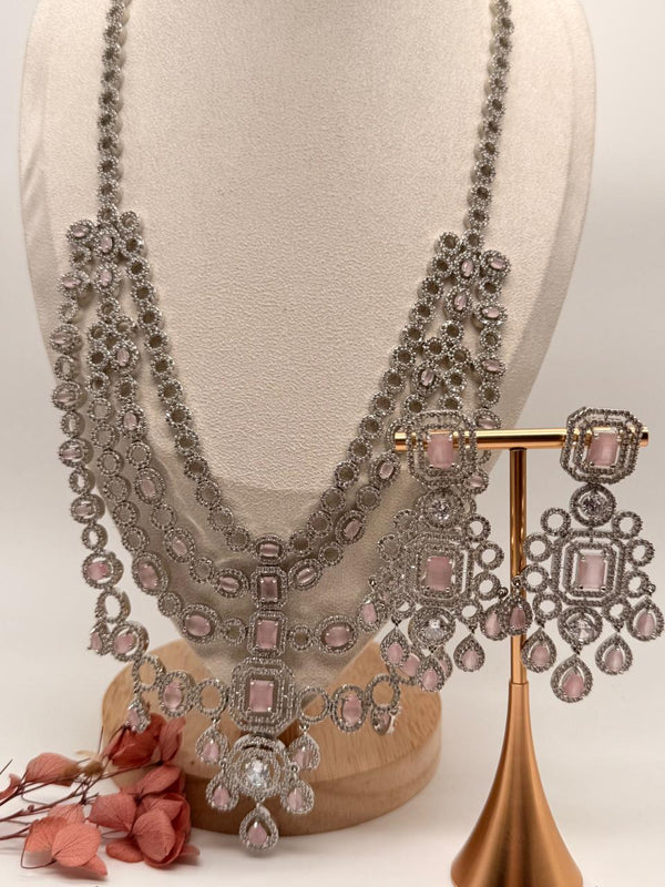 Queen’s Grace AD Necklace Set – Pastel Pink