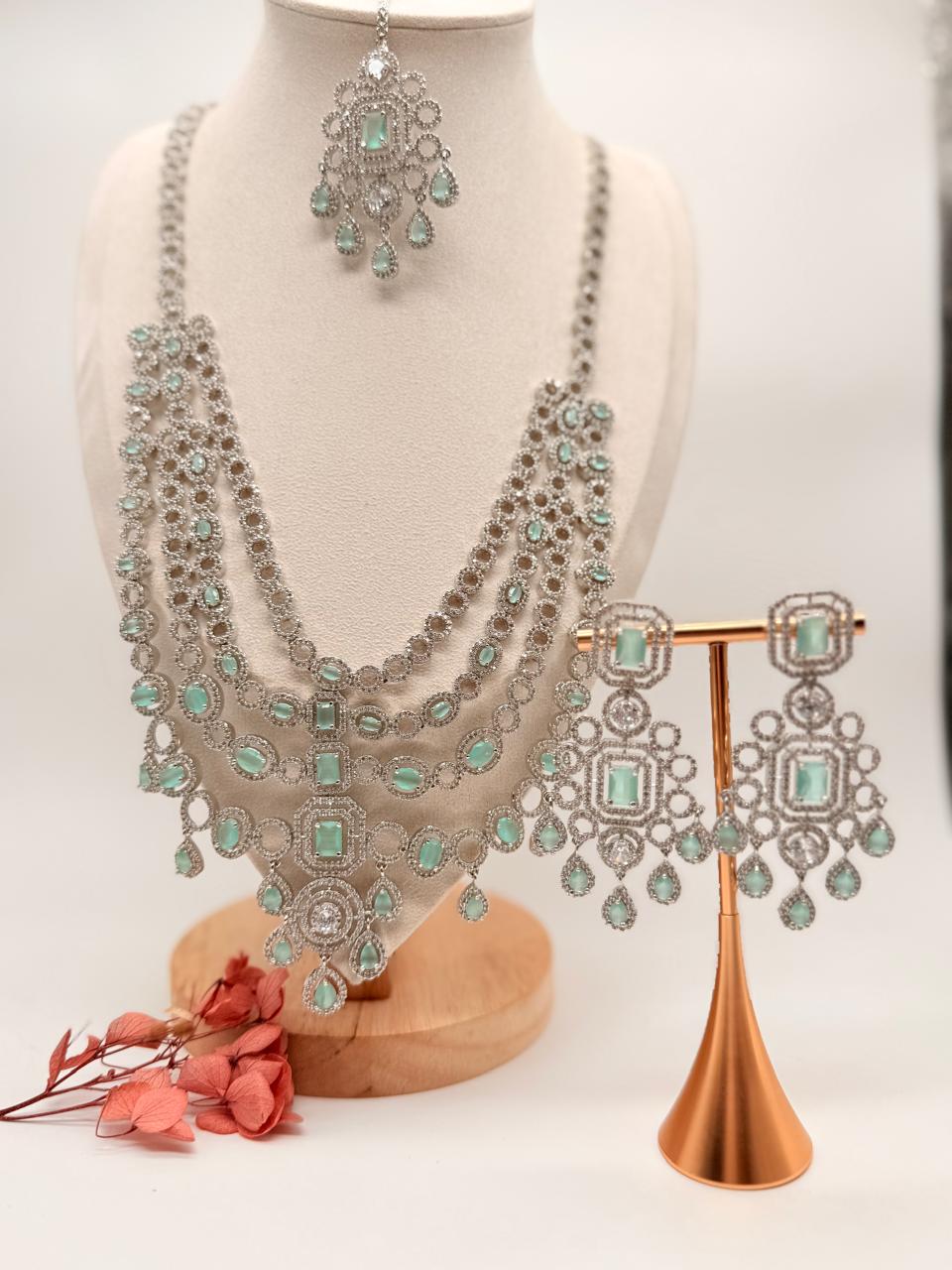 Queen’s Grace AD Necklace Set – Pastel Pink