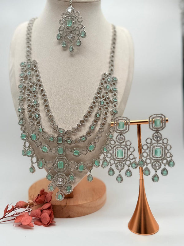 Queen’s Grace AD Necklace Set – Aqua