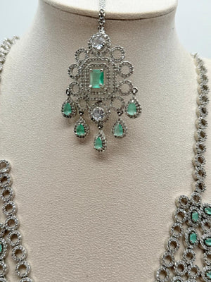 Queen’s Grace AD Necklace Set – Aqua