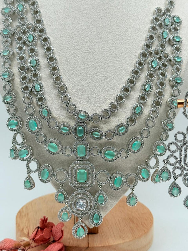 Queen’s Grace AD Necklace Set – Aqua
