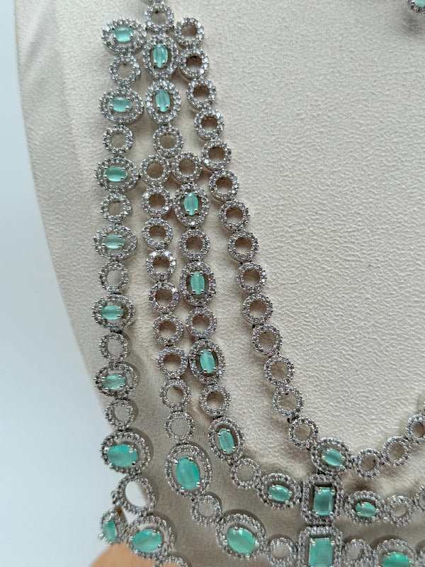 Queen’s Grace AD Necklace Set – Aqua