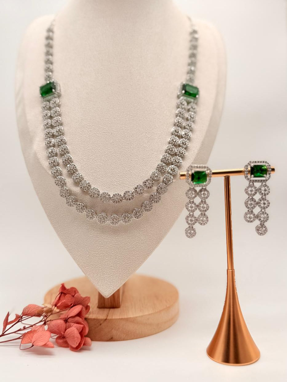 Emerald Royale Cascade – AD Necklace Set