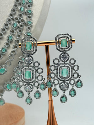 Queen’s Grace AD Necklace Set – Aqua