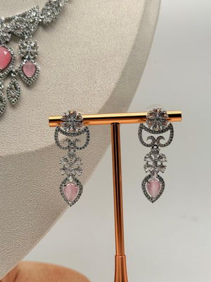 Regalia Rose AD Necklace Set – Pastel Pink Edition