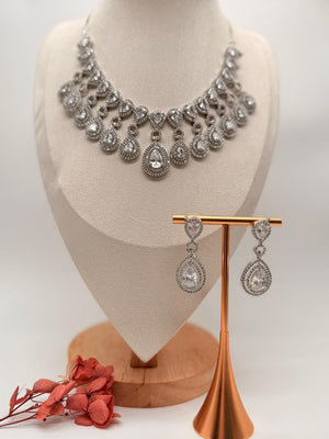 Crown Cascade AD Necklace Set – Crystal Clear Edition