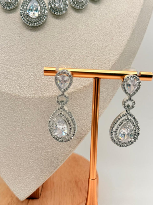 Crown Cascade AD Necklace Set – Crystal Clear Edition