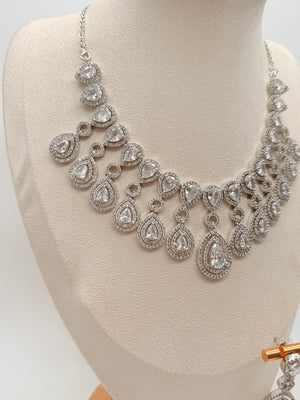 Crown Cascade AD Necklace Set – Crystal Clear Edition