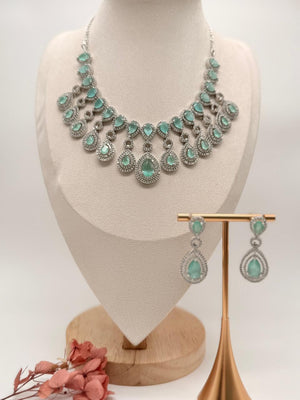 Crown Cascade AD Necklace Set – Aqua Edition