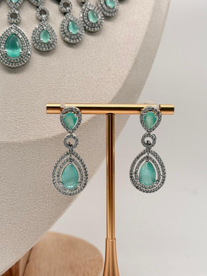 Crown Cascade AD Necklace Set – Aqua Edition