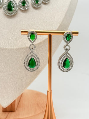Crown Cascade AD Necklace Set – Emerald Edition