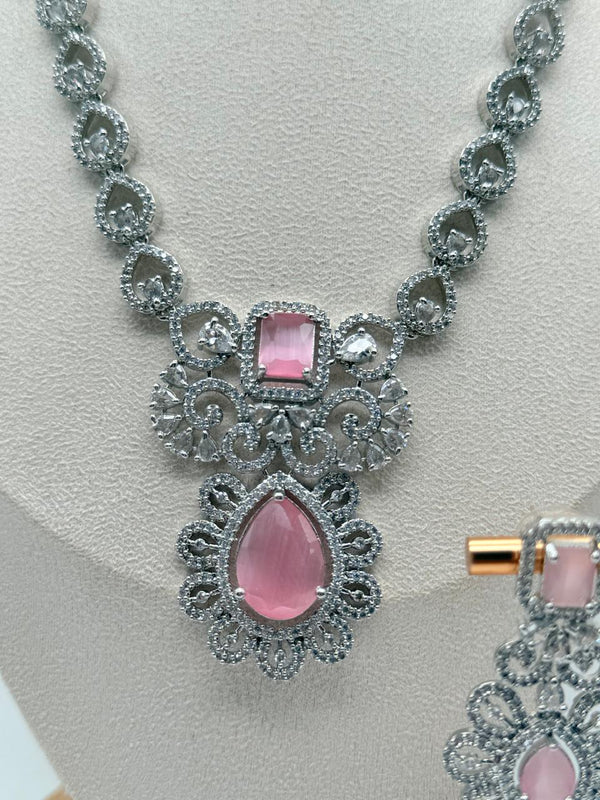 Florencia AD Necklace Set – Pastel Pink