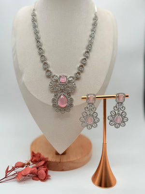Florencia AD Necklace Set – Pastel Pink