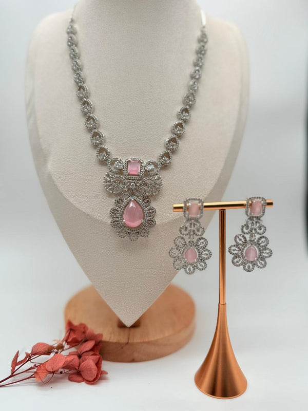 Florencia AD Necklace Set – Pastel Pink