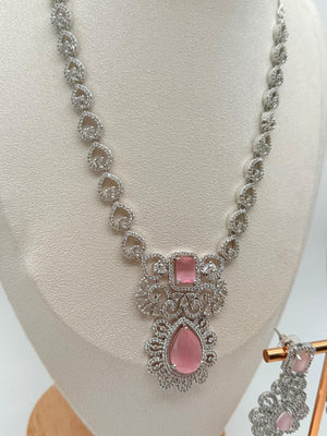 Florencia AD Necklace Set – Pastel Pink