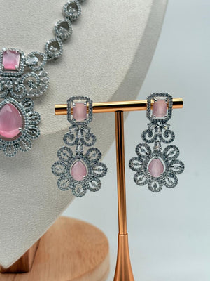 Florencia AD Necklace Set – Pastel Pink