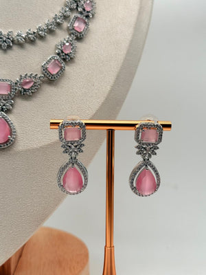 Pastel Pink Empress AD Necklace Set
