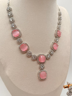 Lustra Pastel Pink AD Necklace Set