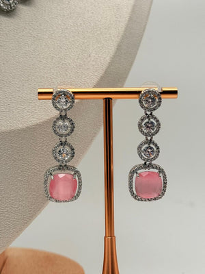 Lustra Pastel Pink AD Necklace Set